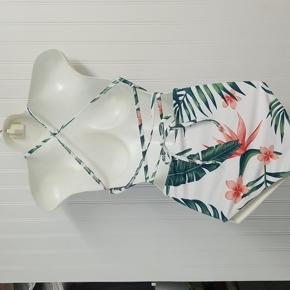 Shein Bikini Swimsuit Set Tropical Leaf Print Womens Small - Picture 5 of 7